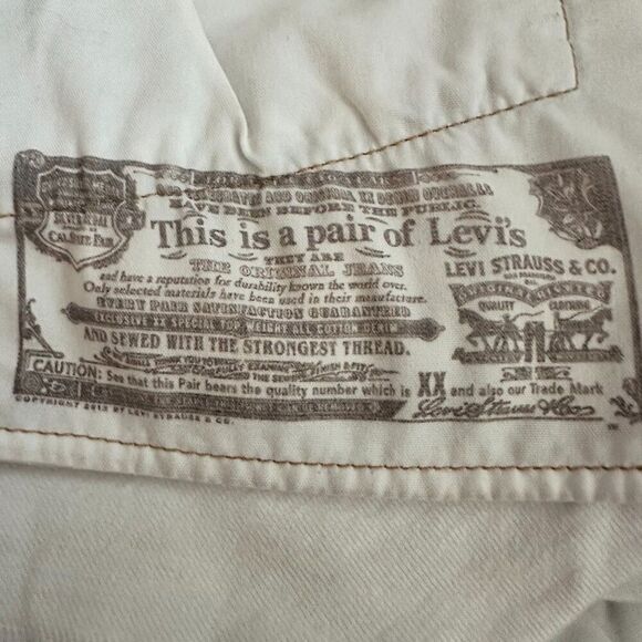 Levis 501 Bleached White Distressed Patched Jean Shorts - Picture 9 of 9